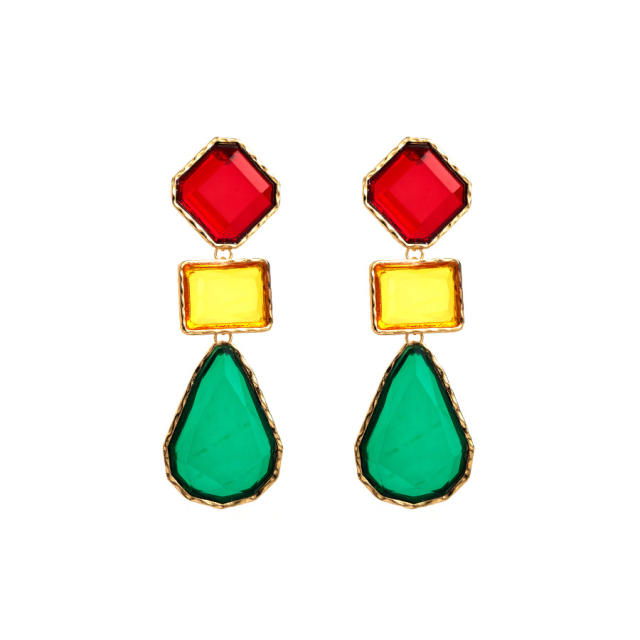 Boho chunky color resin geometric alloy earrings