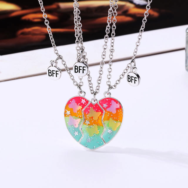 3pcs popular heart Magnetic attraction BFF necklace