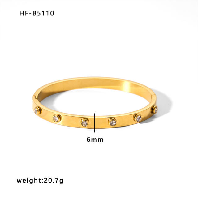 INS popular easy match basic gold color stainless steel bangle