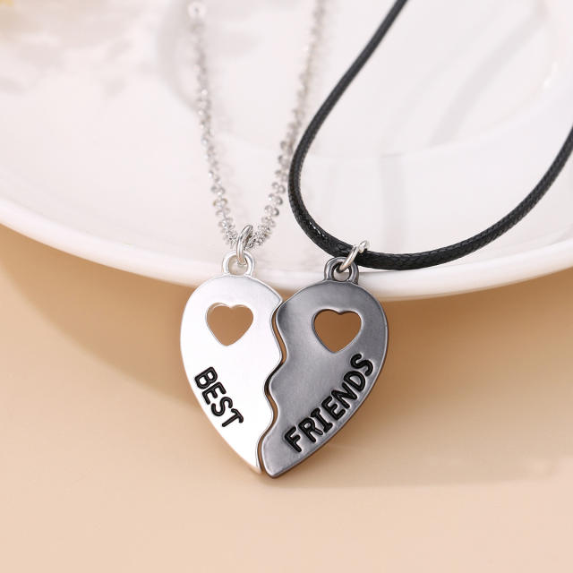 Concise best friends letter Magnetic attraction heart BFF necklace