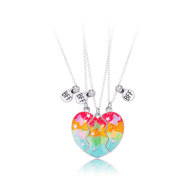 3pcs popular heart Magnetic attraction BFF necklace