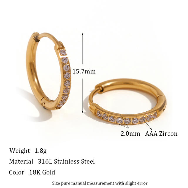 Delicate diamond stainless steel hoop earrings