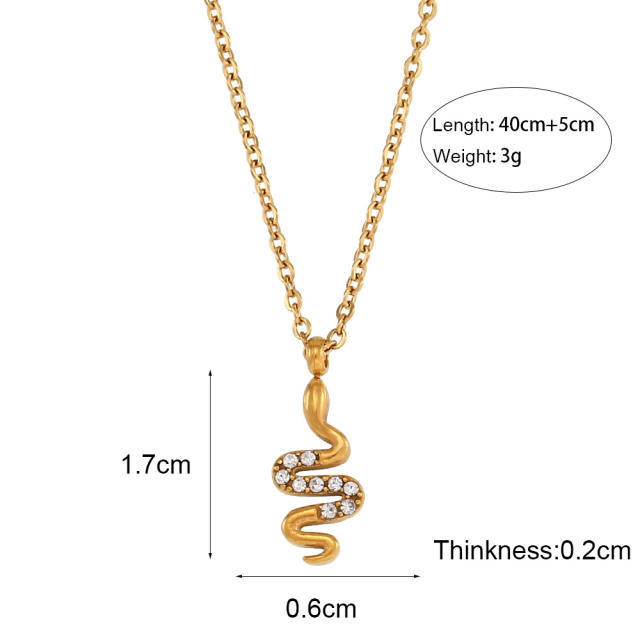 Tiny diamond snake stainless steel necklace set