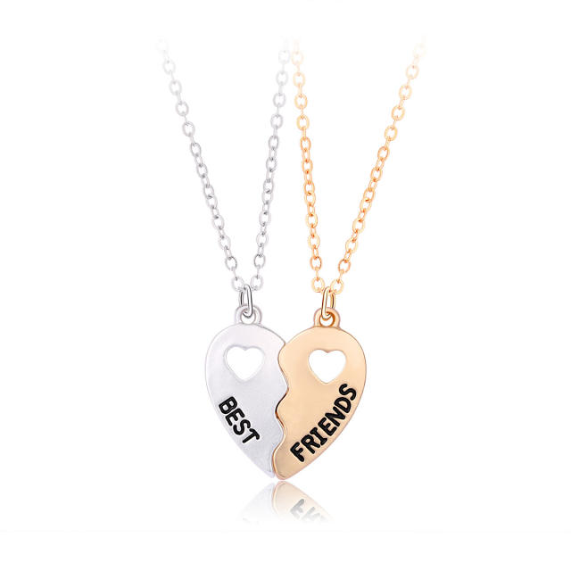 Concise best friends letter Magnetic attraction heart BFF necklace