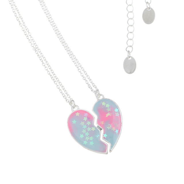 Sweet heart BFF alloy necklace set