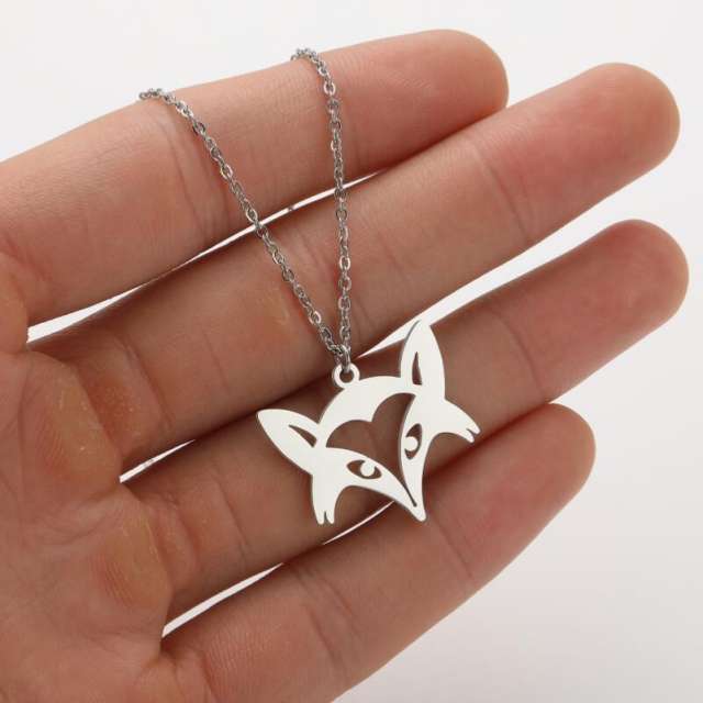 Cartoon animal hollow out pendant stainless steel necklace