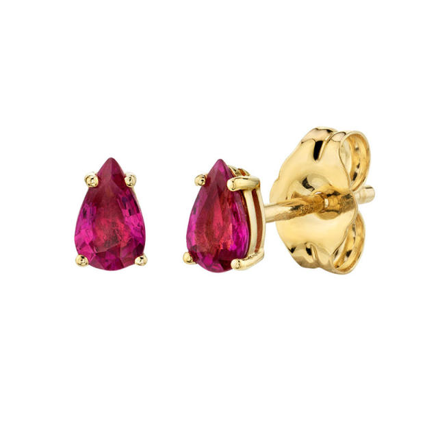 Hot sale ruby cubic zircon copper 925 needle cartilage earrings
