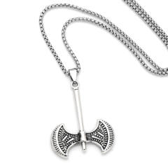 Hiphop alloy axe pendant stainless steel chain necklace for men