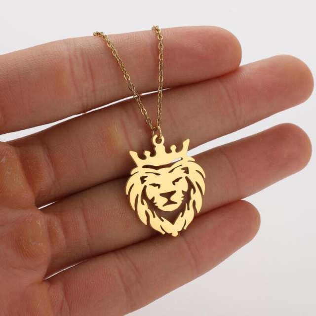 Cartoon animal hollow out pendant stainless steel necklace