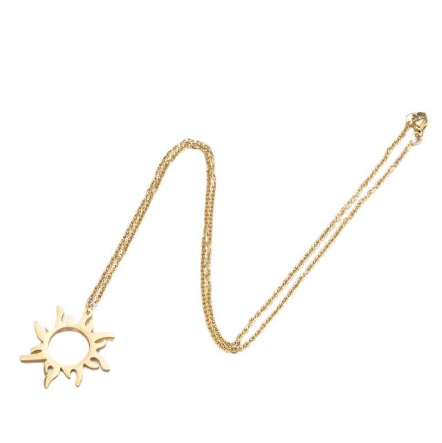 Hot sale dainty sun flower hollow stainless steel necklace