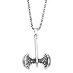 Hiphop alloy axe pendant stainless steel chain necklace for men