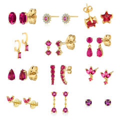 Hot sale ruby cubic zircon copper 925 needle cartilage earrings