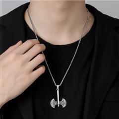 Hiphop alloy axe pendant stainless steel chain necklace for men