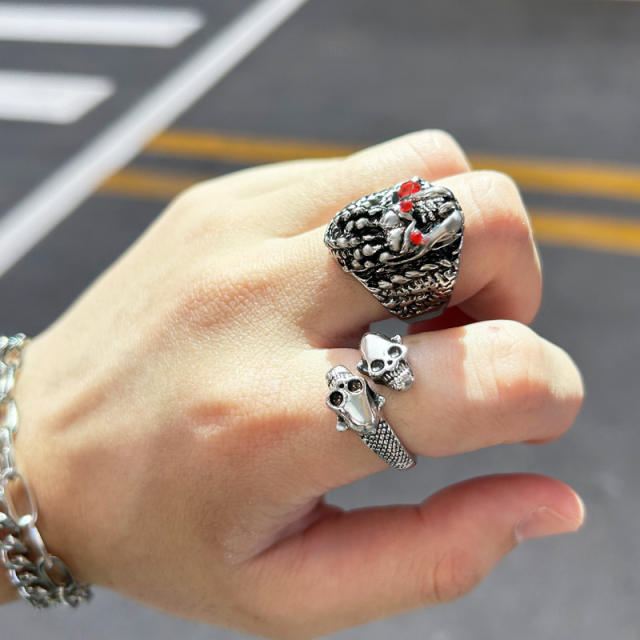 Chinese trend hiphop dragon stainless steel rings
