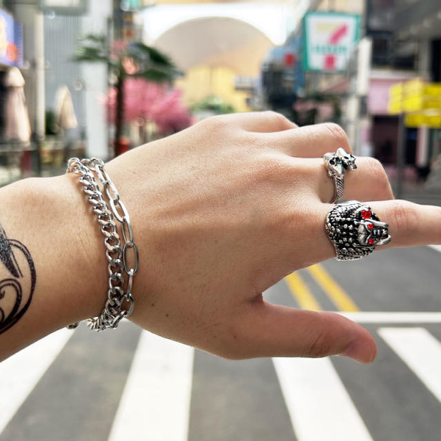 Chinese trend hiphop dragon stainless steel rings