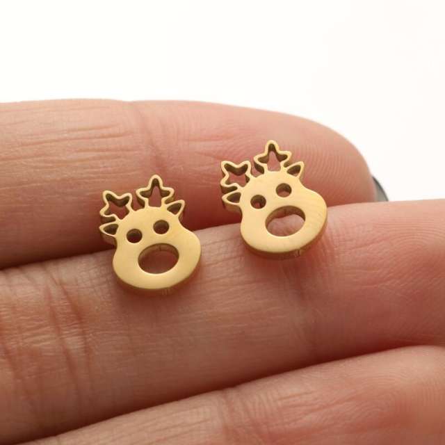 Hiphop cute birds deer animal cheap price stainless steel studs earrings