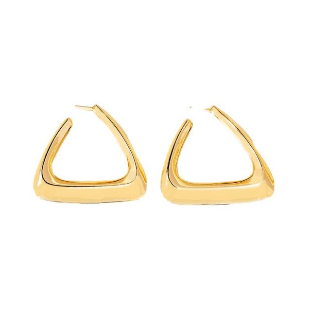 Geometric triangle shape alloy chunky earrings
