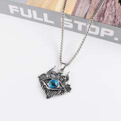 Hiphop colorful evil eye pendant stainless steel chain necklace for men
