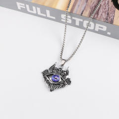 Hiphop colorful evil eye pendant stainless steel chain necklace for men