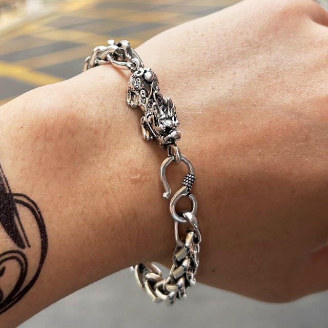 Punk trend pixu stainless steel chain bracelet for men