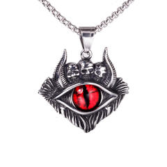 Hiphop colorful evil eye pendant stainless steel chain necklace for men