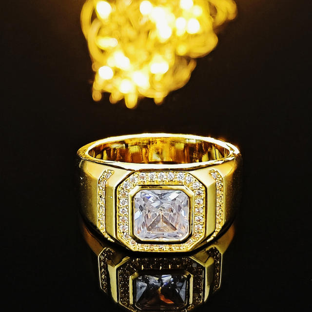 Hot sale gold color copper diamond rings for men
