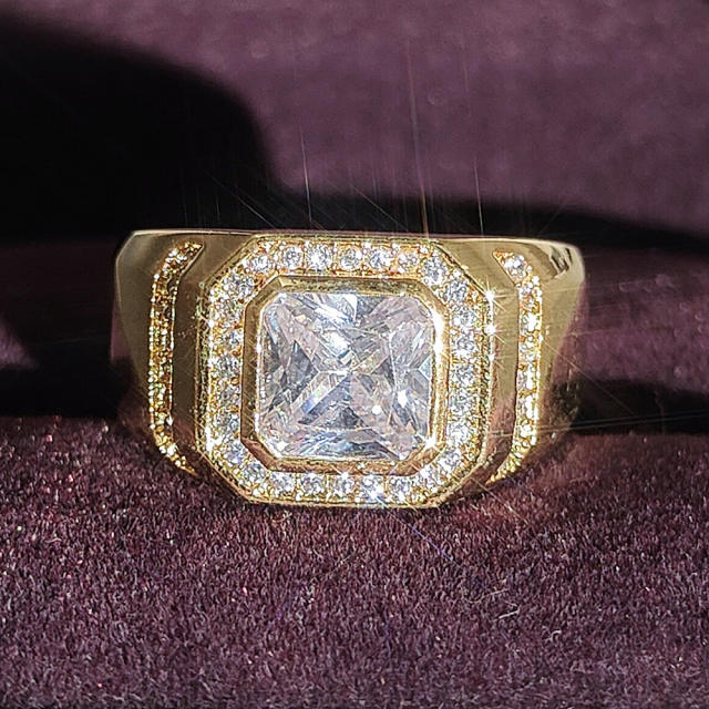Hot sale gold color copper diamond rings for men