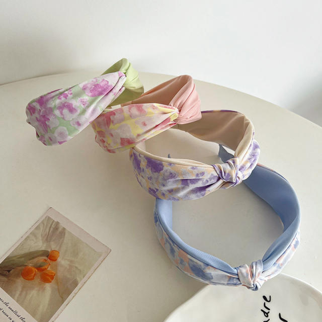 Korean fashion sweet floral pattern knotted headband