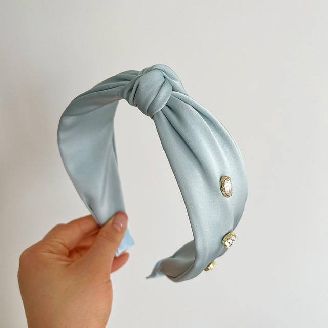 Elegant plain color satin knotted headband