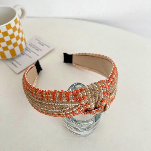 Boho color straw beach headband knotted headband