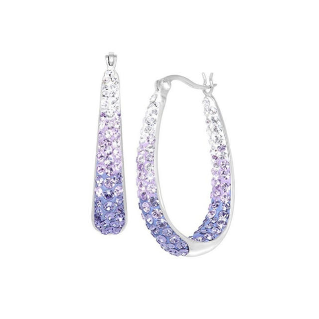 Easy match color rhinestone alloy hoop earrings