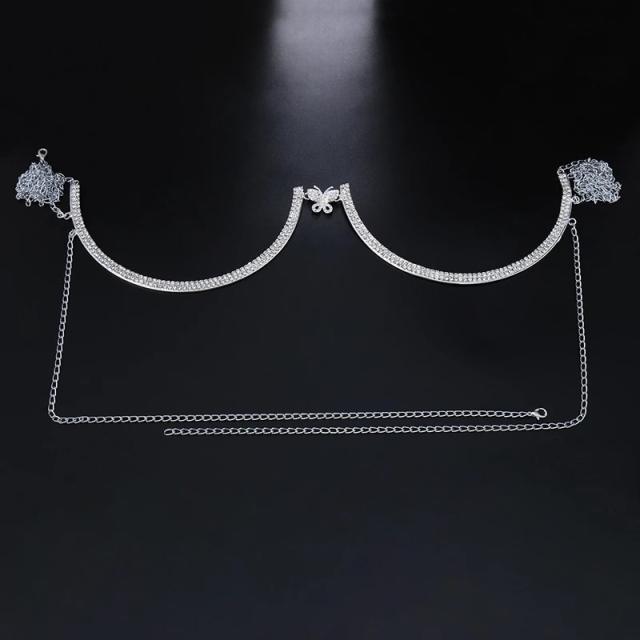 Sexy diamond small butterfly chest chain bodychain