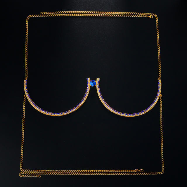 Sexy diamond x shape chest support bodychain