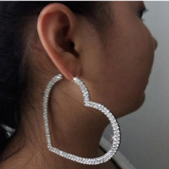 Chunky diamond heart hoop earrings