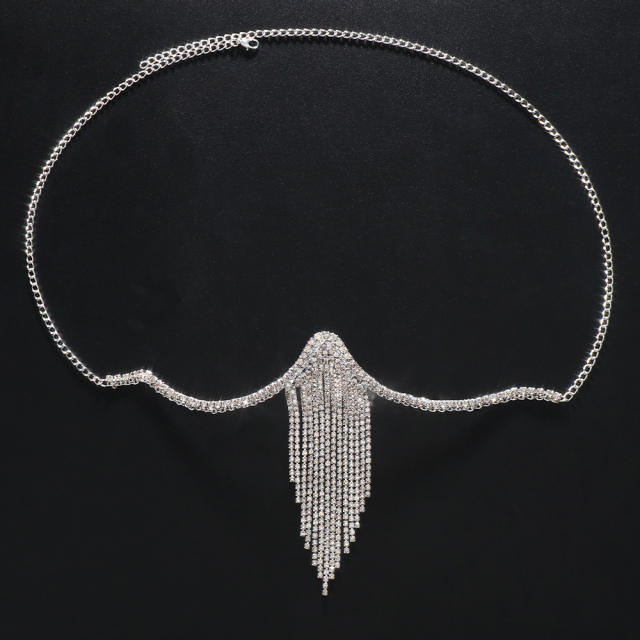 Sexy diamond tassel chest chain bodychain