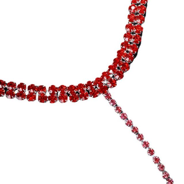 Sexy red color rhinestone bodychain chest chain