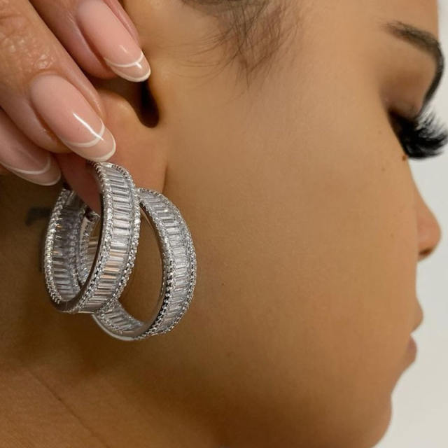 Delicate diamond hoop earrings