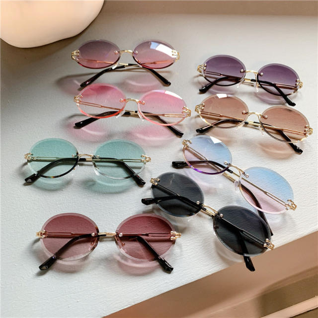 Cute oval shape rimless sunglasses