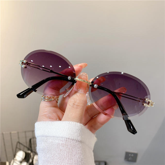 Cute oval shape rimless sunglasses