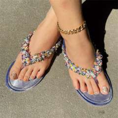 Summer pearl bead flip flops