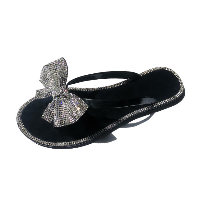 Sweet diamond bow flat slippers