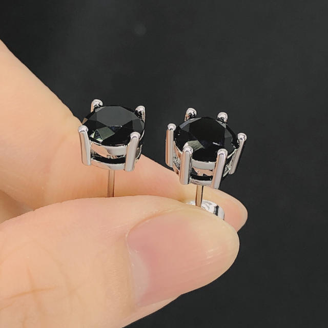 Classic black color cubic zircon copper studs earrings