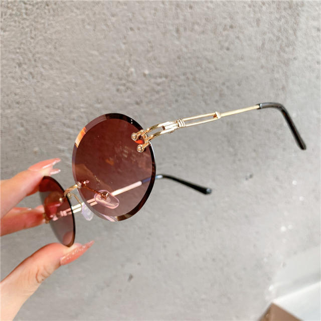 Cute oval shape rimless sunglasses