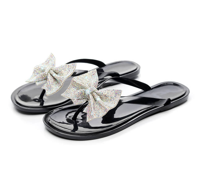 Sweet diamond bow flat slippers