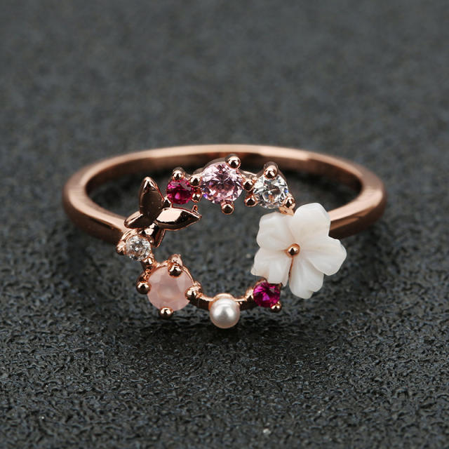 Creative korean fashion shell flower copper finger rings