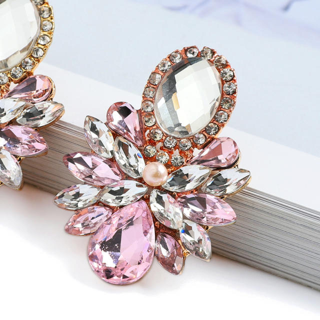 Occident fashion colorful glass crystal statement studs earrings