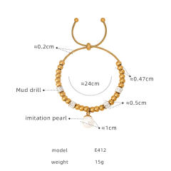 Hiphop diamond heart bead evil eye hasma hand charm stainless steel bracelet