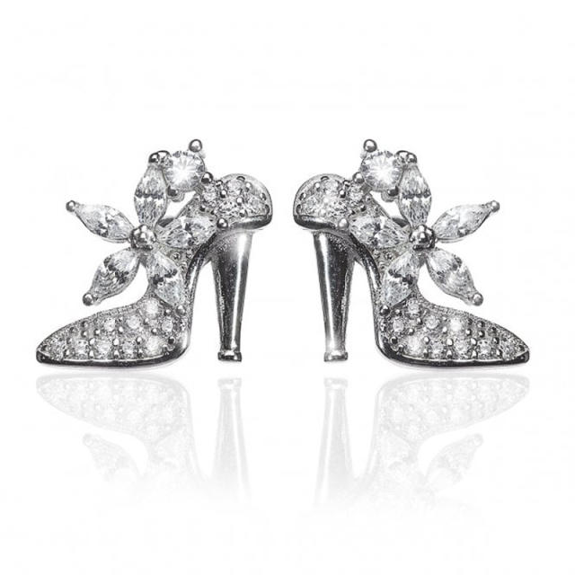 Cute creative diamond heels copper studs earrings
