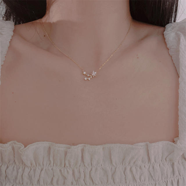 Summer pink star dainty necklace ear studs