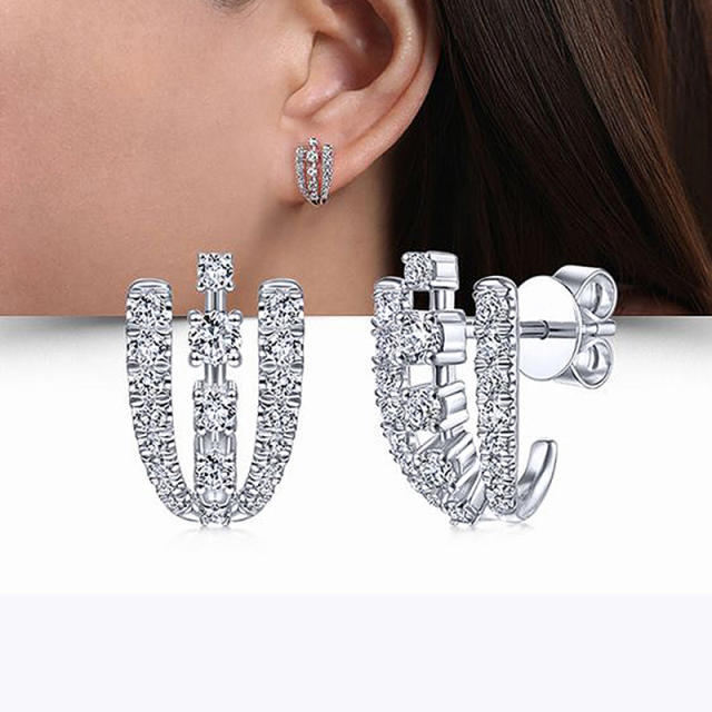 Hot sale chic diamond copper studs earrings